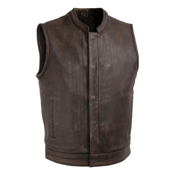 HUK - Motorcycle Leather Vest Men's Leather Vest Best Leather Ny COPPER XS