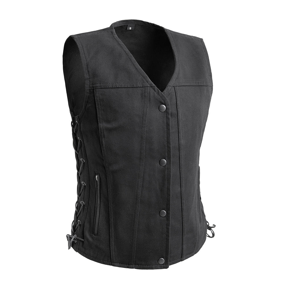 KATNISS EVERDEEN Motorcycle Twill Vest Women's Twill Vest Best Leather Ny Black XS