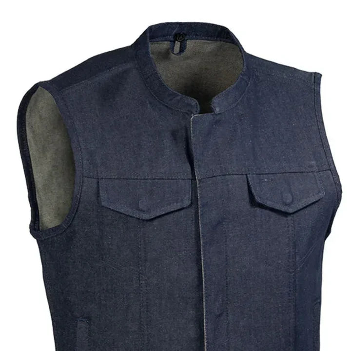Grit Men's Motorcycle Denim Vest Men's Denim Vest Best Leather Ny