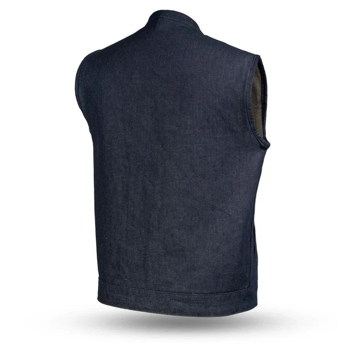 Grit Men's Motorcycle Denim Vest Men's Denim Vest Best Leather Ny