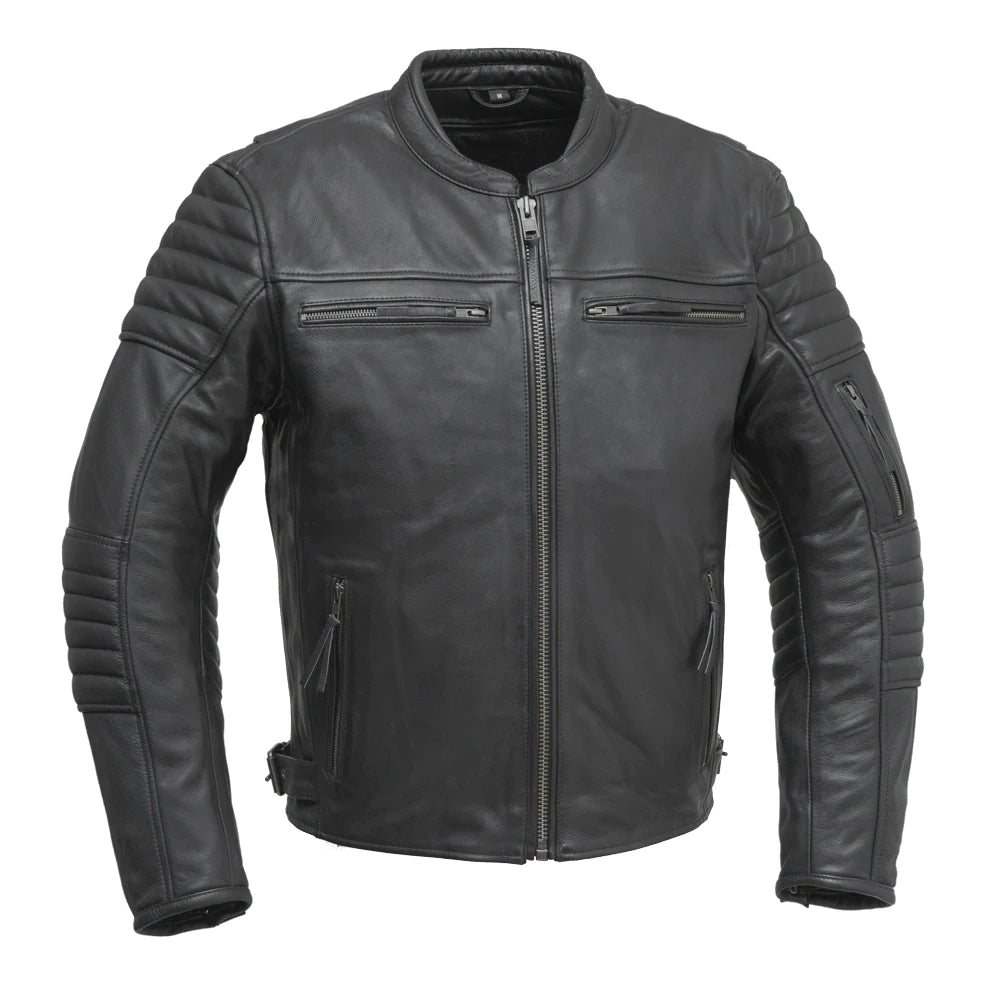 KINGS - Men's Leather Motorcycle Jacket Men's Motorcycle Jacket Best Leather Ny Black S
