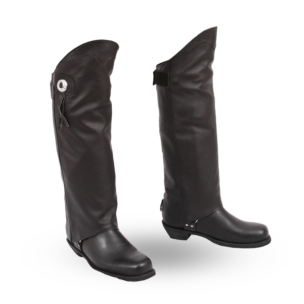 MIKADO Motorcycle Leather Half Chaps Leather Chaps Best Leather Ny Black XS/S