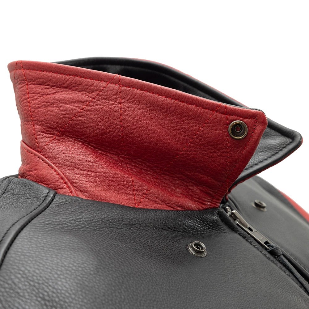 Two-Tone Men’s Leather Motorcycle Jacket – Knitted Cuffs & Waistband Men's Motorcycle Jacket Best Leather Ny