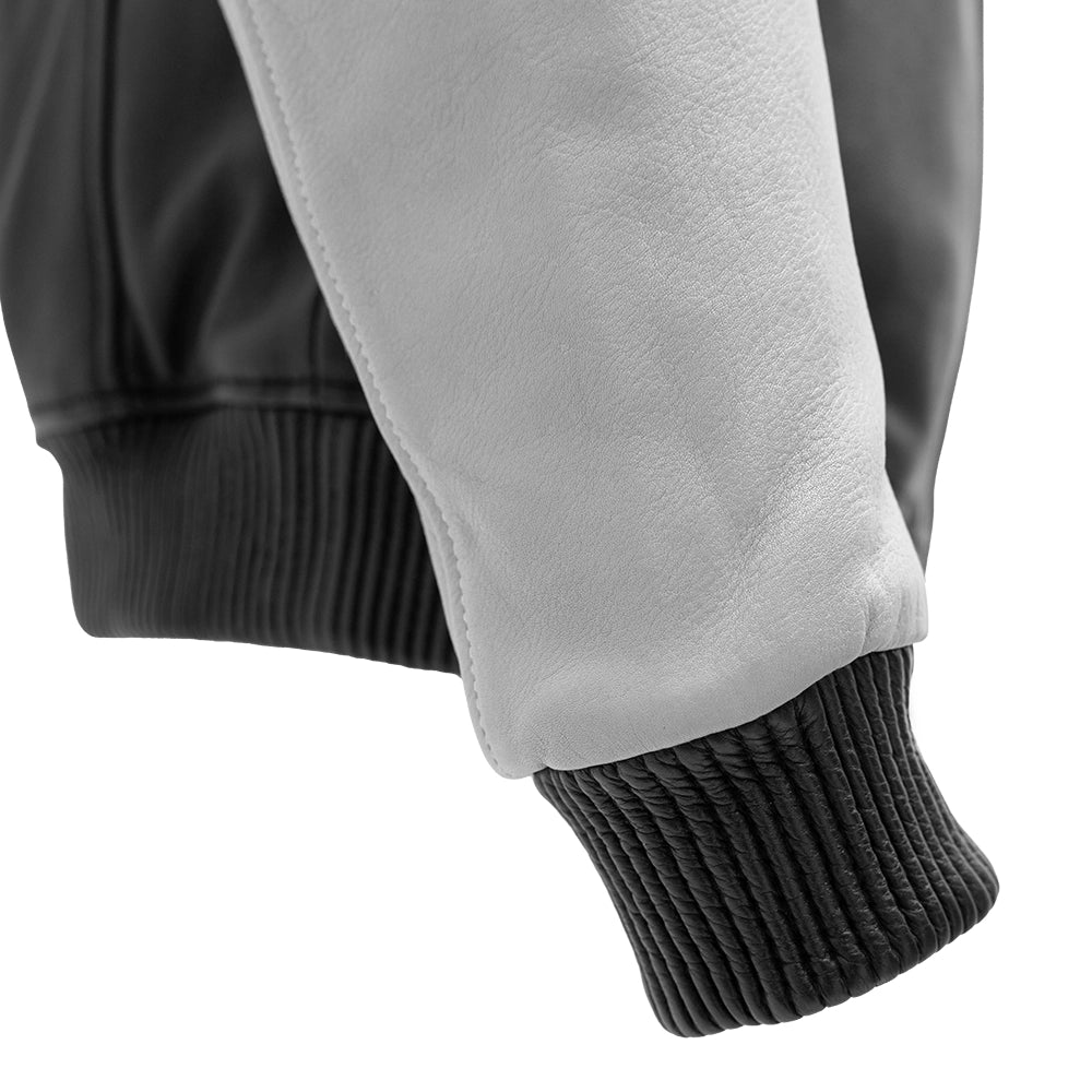 Two-Tone Men’s Leather Motorcycle Jacket – Knitted Cuffs & Waistband Men's Motorcycle Jacket Best Leather Ny