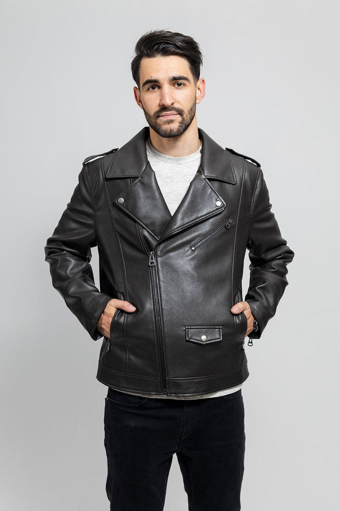 Nash - Men's Vegan Faux Leather Jacket (Olive) Men's Vegan Faux Leather jacket Best Leather Ny