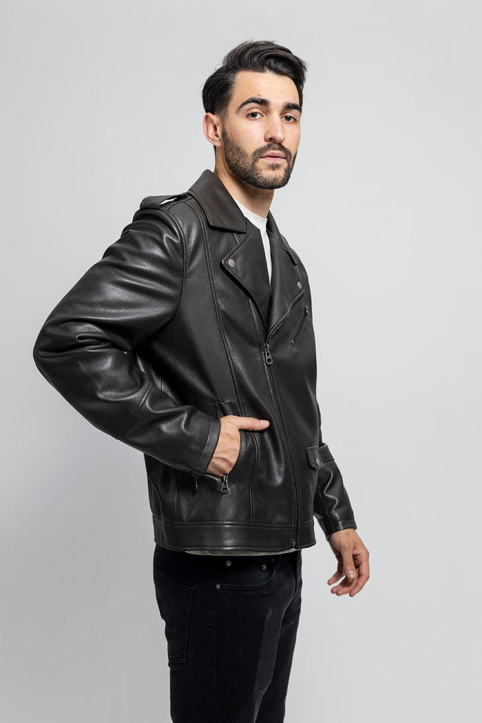 Nash - Men's Vegan Faux Leather Jacket (Olive) Men's Vegan Faux Leather jacket Best Leather Ny