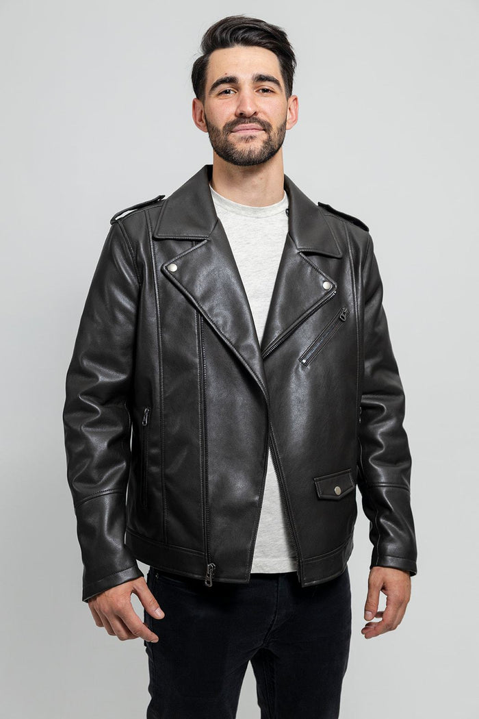 Nash Men's Vegan Faux Leather Jacket (Olive) Olive / L