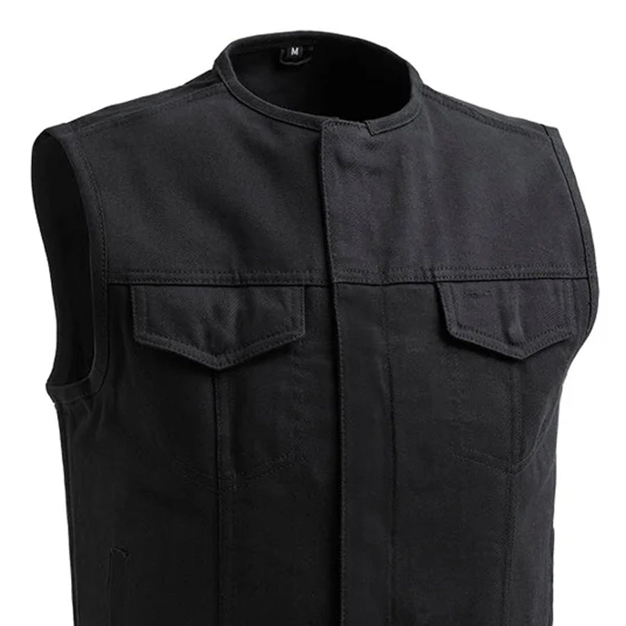 CAPTAIN - Motorcycle Twill Vest Men's Twill Vest Best Leather Ny