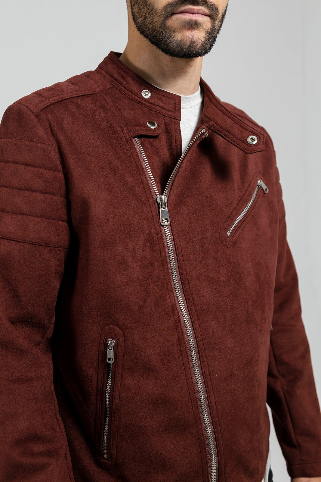 Payton - Men's Vegan Faux Suede Jacket (Maroon) Men's Vegan Faux Leather jacket Best Leather Ny