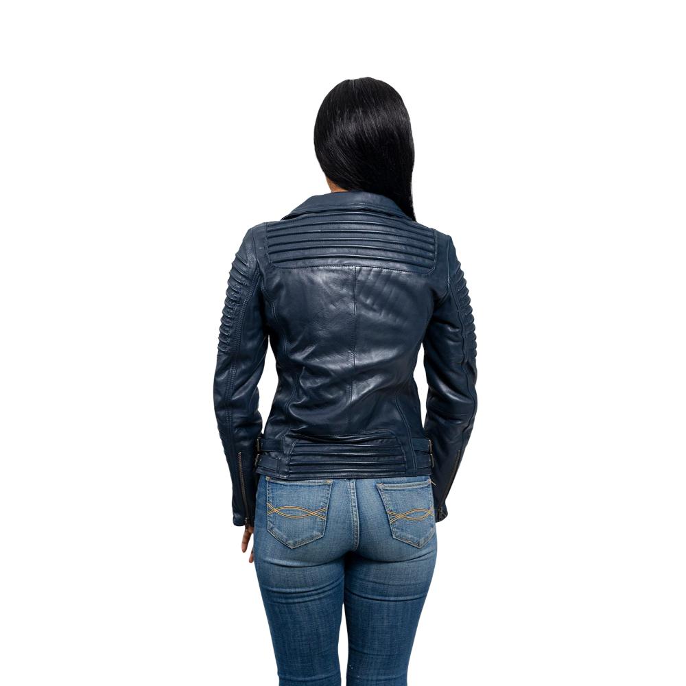 Queens - Women's Fashion Lambskin Leather Jacket (Navy Blue) Women's Fashion Leather Jacket Best Leather Ny
