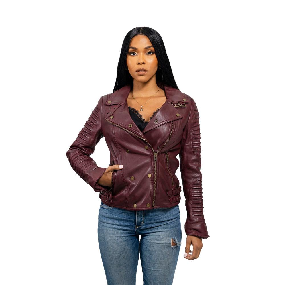 Queens - Women's Fashion Lambskin Leather Jacket (Oxblood) Women's Fashion Leather Jacket Best Leather Ny