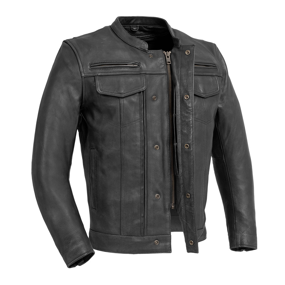 Hunter Men's Leather Motorcycle Jacket - Black Men's Motorcycle Jacket Best Leather Ny