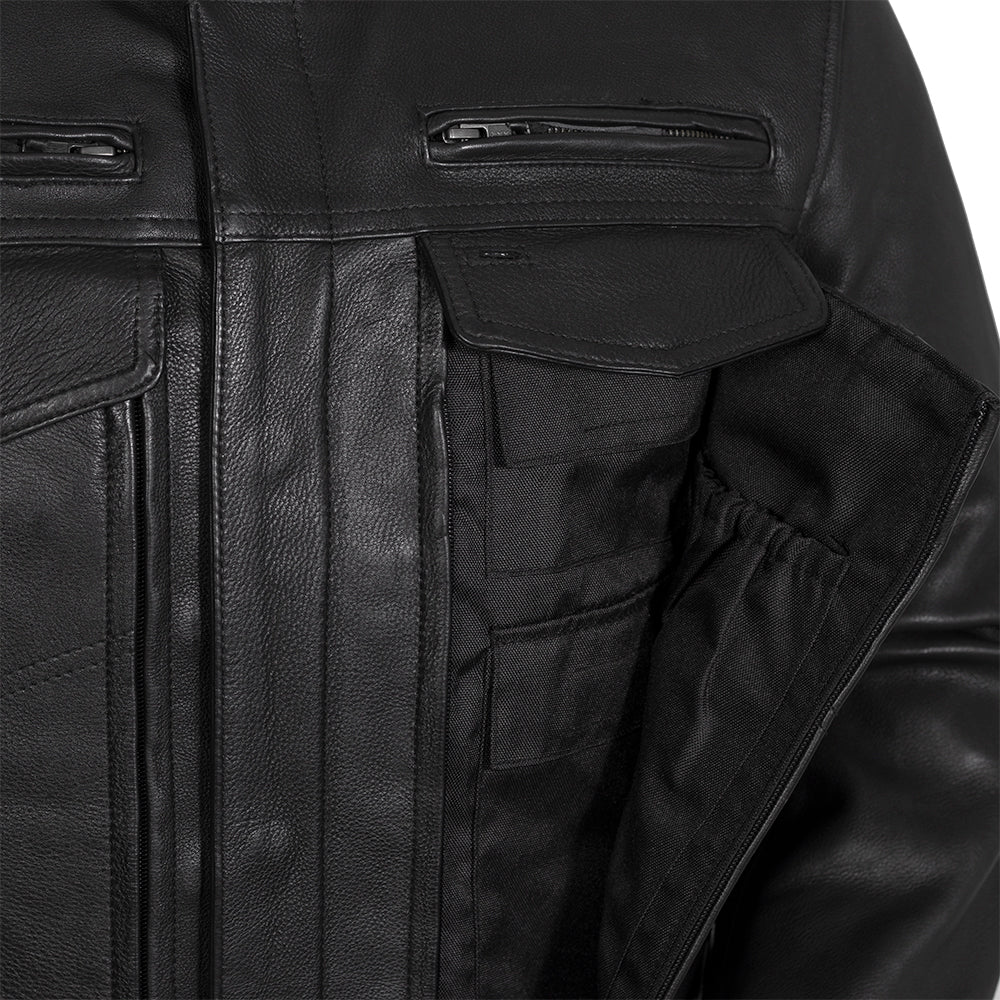 Hunter Men's Leather Motorcycle Jacket - Black Men's Motorcycle Jacket Best Leather Ny