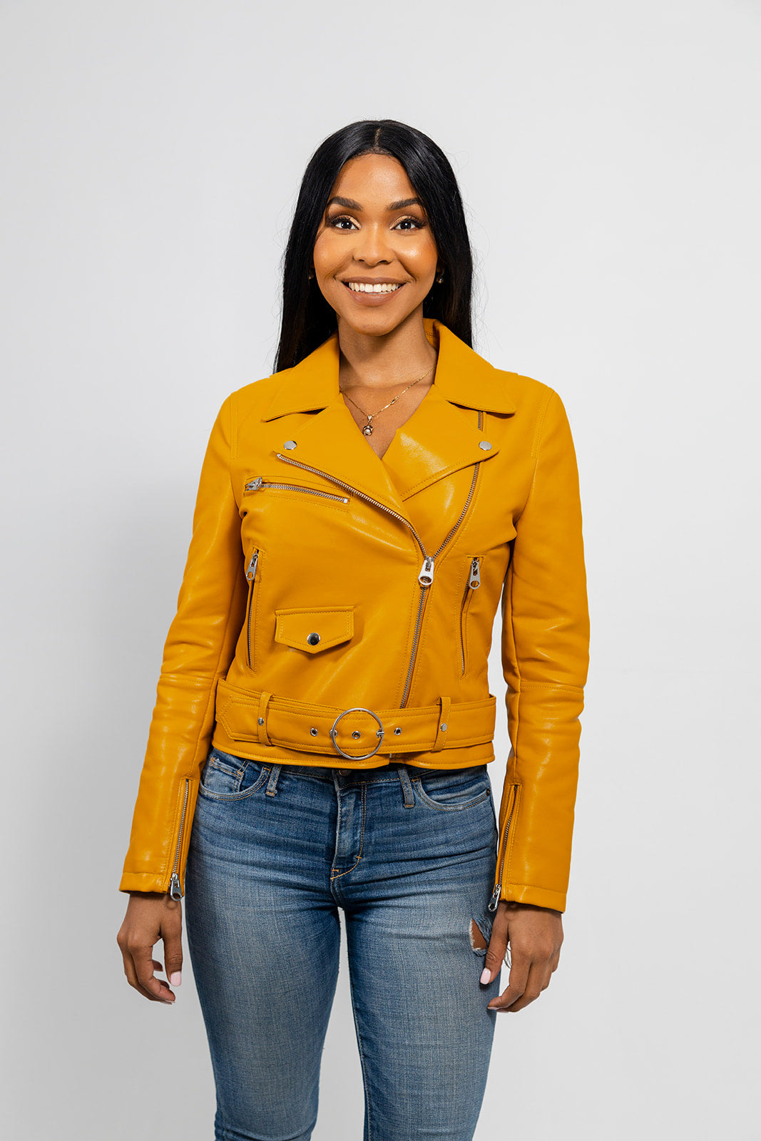 Remy - Women's Vegan Faux Leather Jacket (Mustard) Women's Vegan Jacket Best Leather Ny