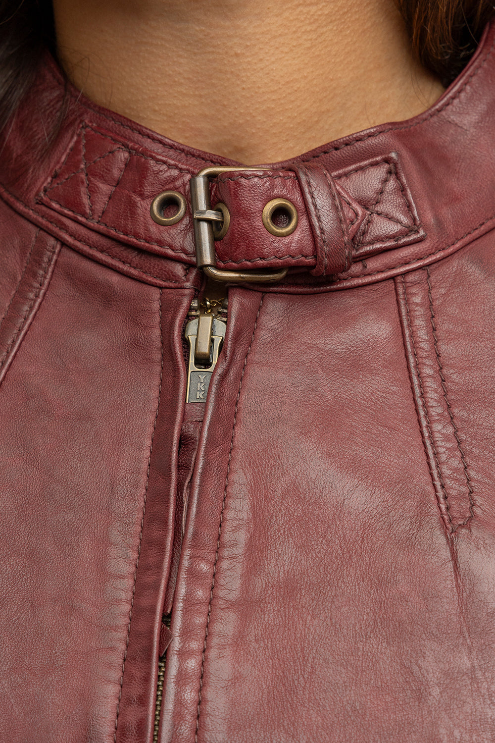 Rexie - Women's Fashion Leather Jacket (Sangria) Women's Fashion Leather Jacket Best Leather Ny