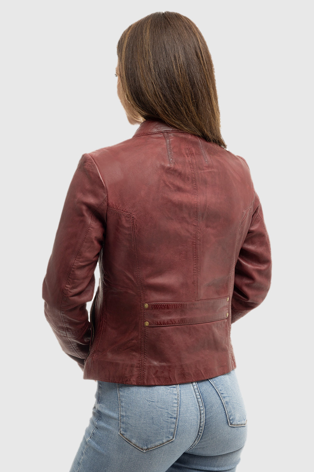 Rexie - Women's Fashion Leather Jacket (Sangria) Women's Fashion Leather Jacket Best Leather Ny