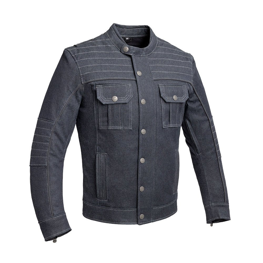 Falcon Men's Thunder Denim Motorcycle Jacket Men's Denim Jacket Best Leather Ny Blue Denim S