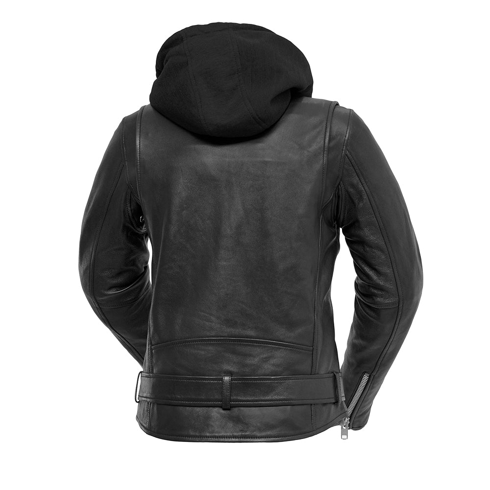 RACE UP Motorcycle Leather Jacket (Removable Hood) Women's Motorcycle Leather Jacket Best Leather Ny