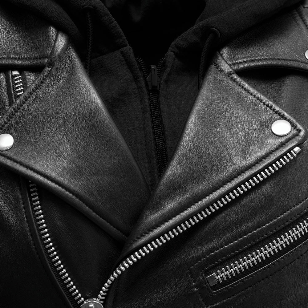 RACE UP Motorcycle Leather Jacket (Removable Hood) Women's Motorcycle Leather Jacket Best Leather Ny