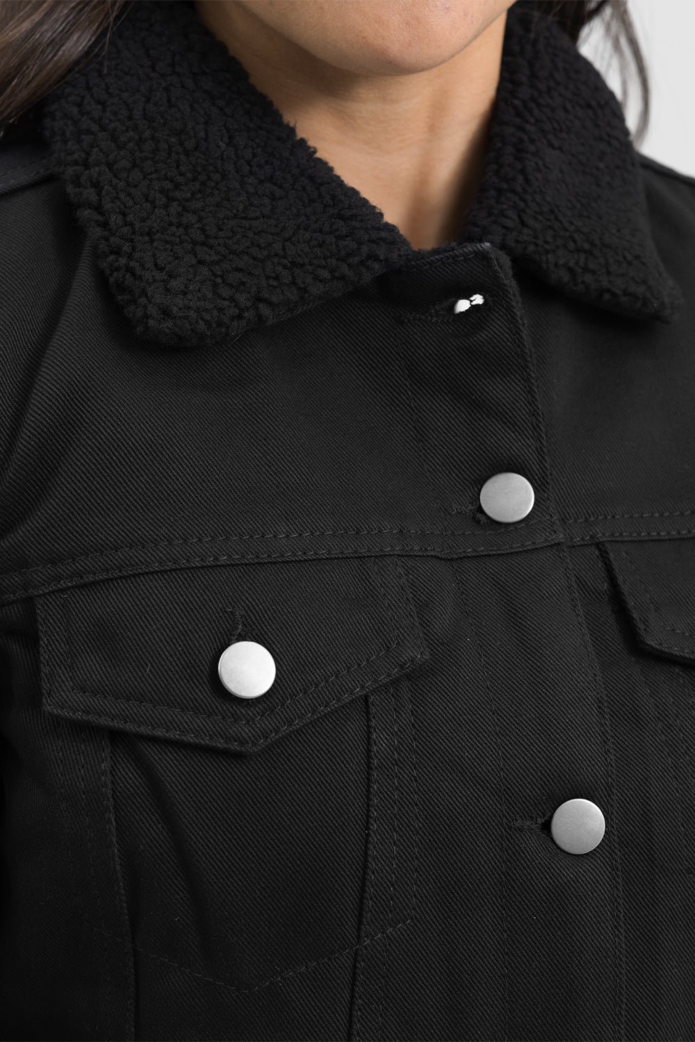Samantha - Women's Faux Shearling Twill Jacket Women's Vegan Jacket Best Leather Ny