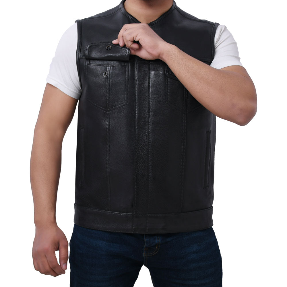 TENET - Motorcycle Leather Vest Men's Leather Vest Best Leather Ny Black S