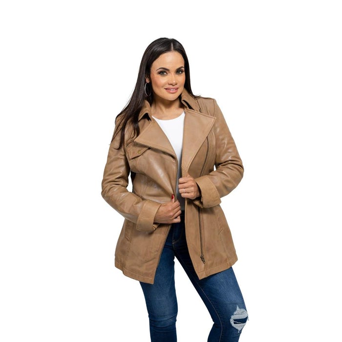 Traci - Women's Fashion Leather Coat (Camel) Women's Fashion Leather Jacket Best Leather Ny