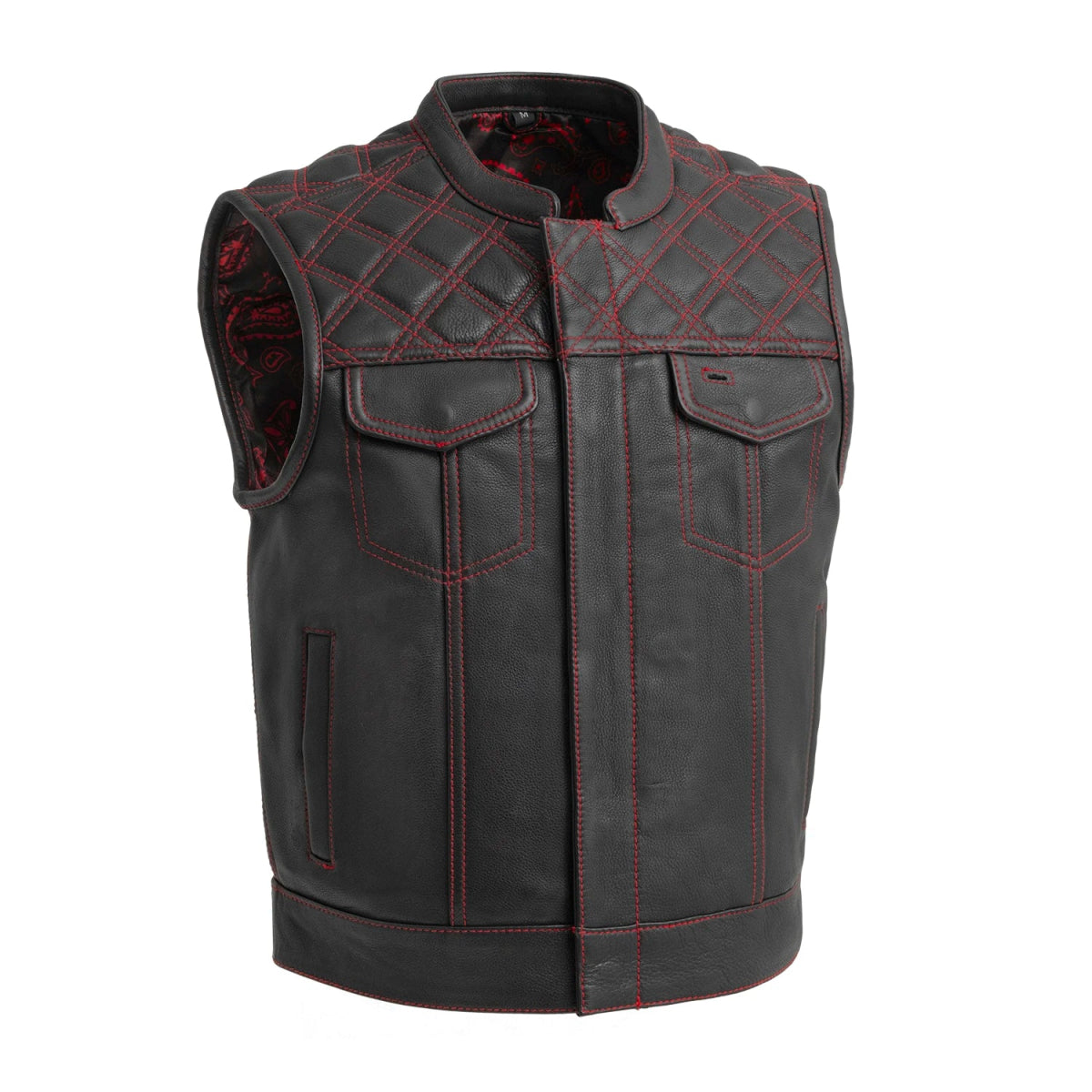 The Volt Men's Motorcycle Leather Vest, Multiple Color Options