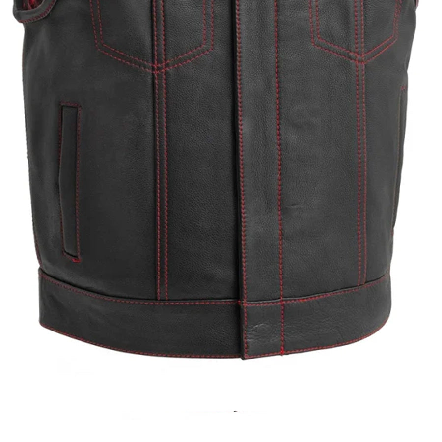 The Volt Men's Motorcycle Leather Vest, Multiple Color Options