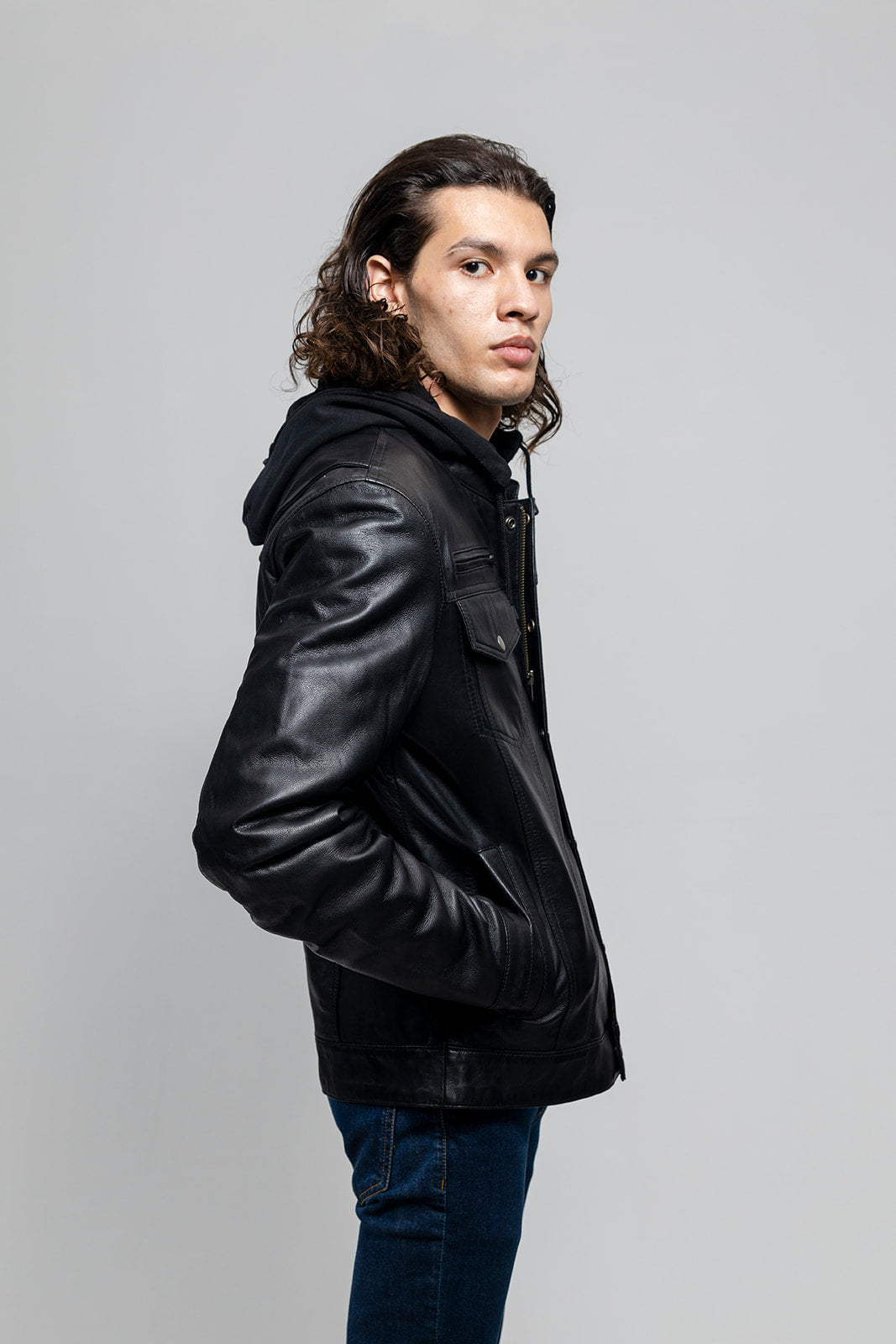 Axel - Men's Hooded Leather Jacket Men's Fashion Leather Jacket Best Leather Ny
