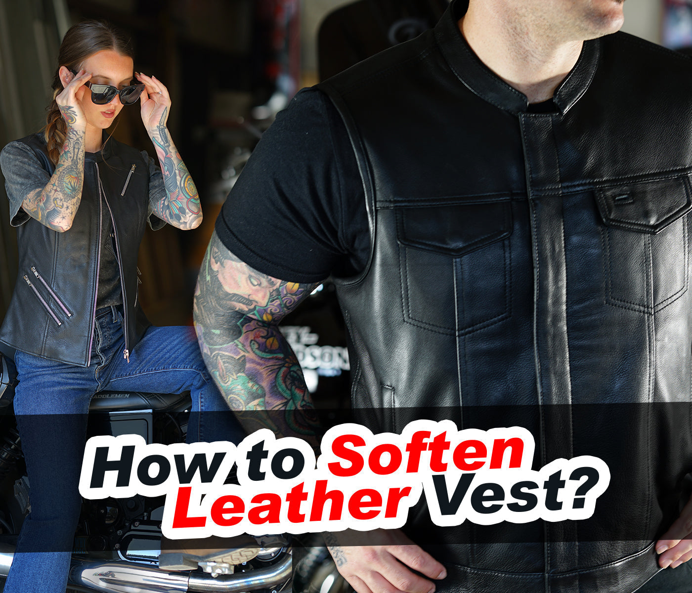 Applying leather conditioner to soften a motorcycle vest