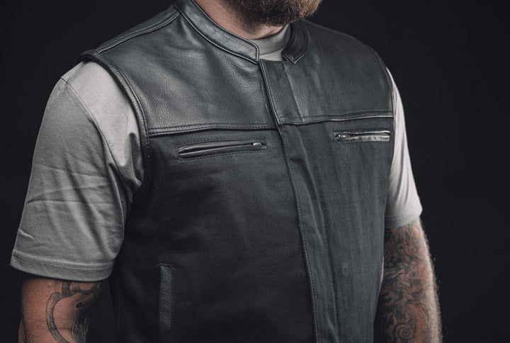 mens leather motorcycle vests