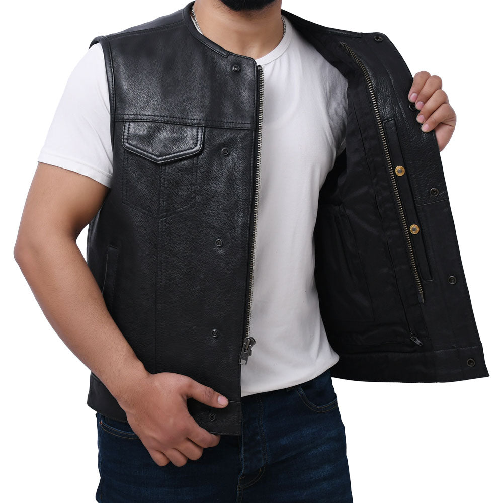 LOGAN - Motorcycle Leather Vest Men's Leather Vest Best Leather Ny