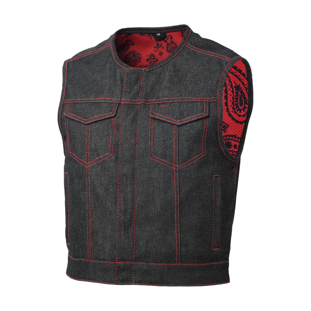 FELIX - Motorcycle Denim Vest Men's Denim Vest Best Leather Ny