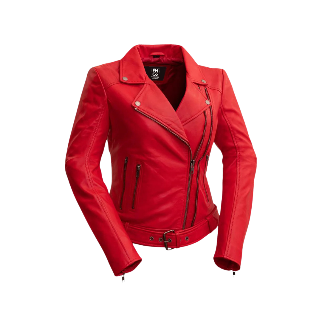Chloe - Women's Fashion Lambskin Leather Jacket (Red Fire) Women's Fashion Leather Jacket Best Leather Ny