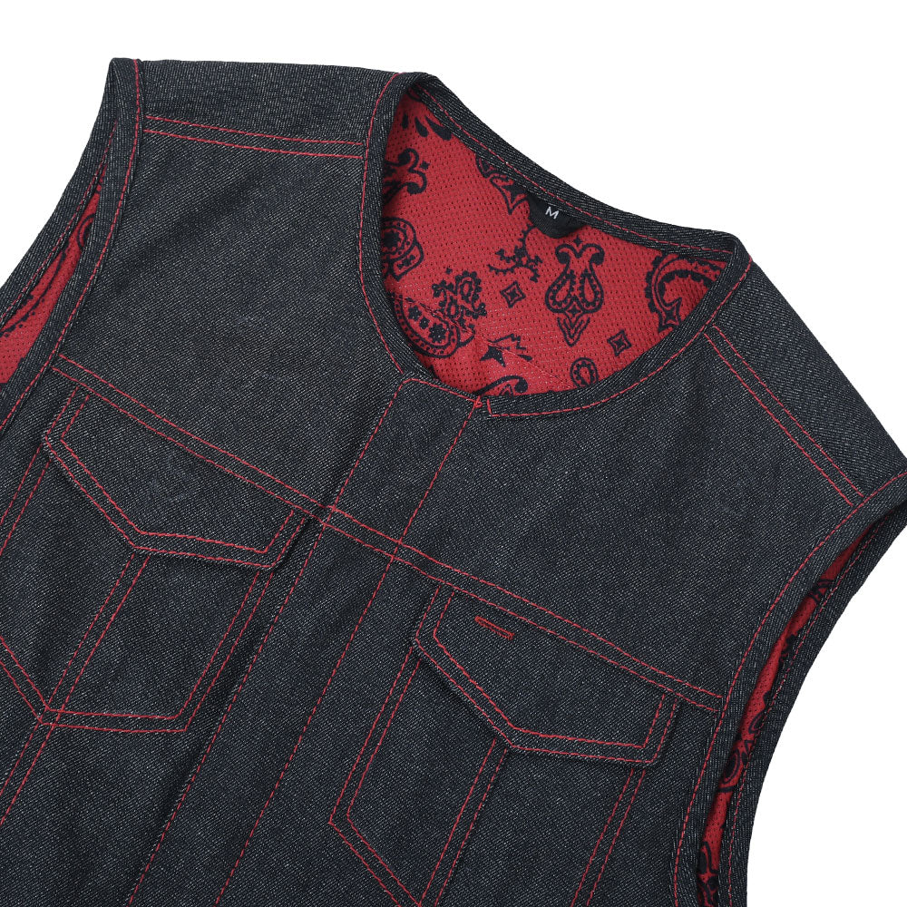 FELIX - Motorcycle Denim Vest Men's Denim Vest Best Leather Ny