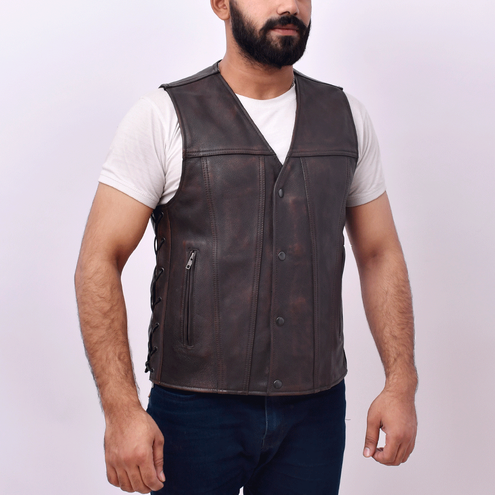 Turbn - Men's Motorcycle Leather Vest Men's Leather Vest Best Leather Ny