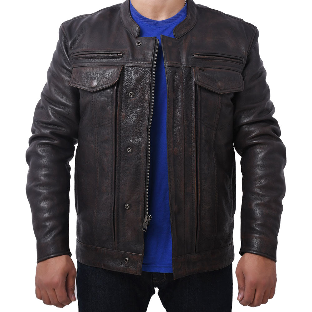 Hunter - Men's Leather Motorcycle Jacket Copper Men's Motorcycle Jacket Best Leather Ny