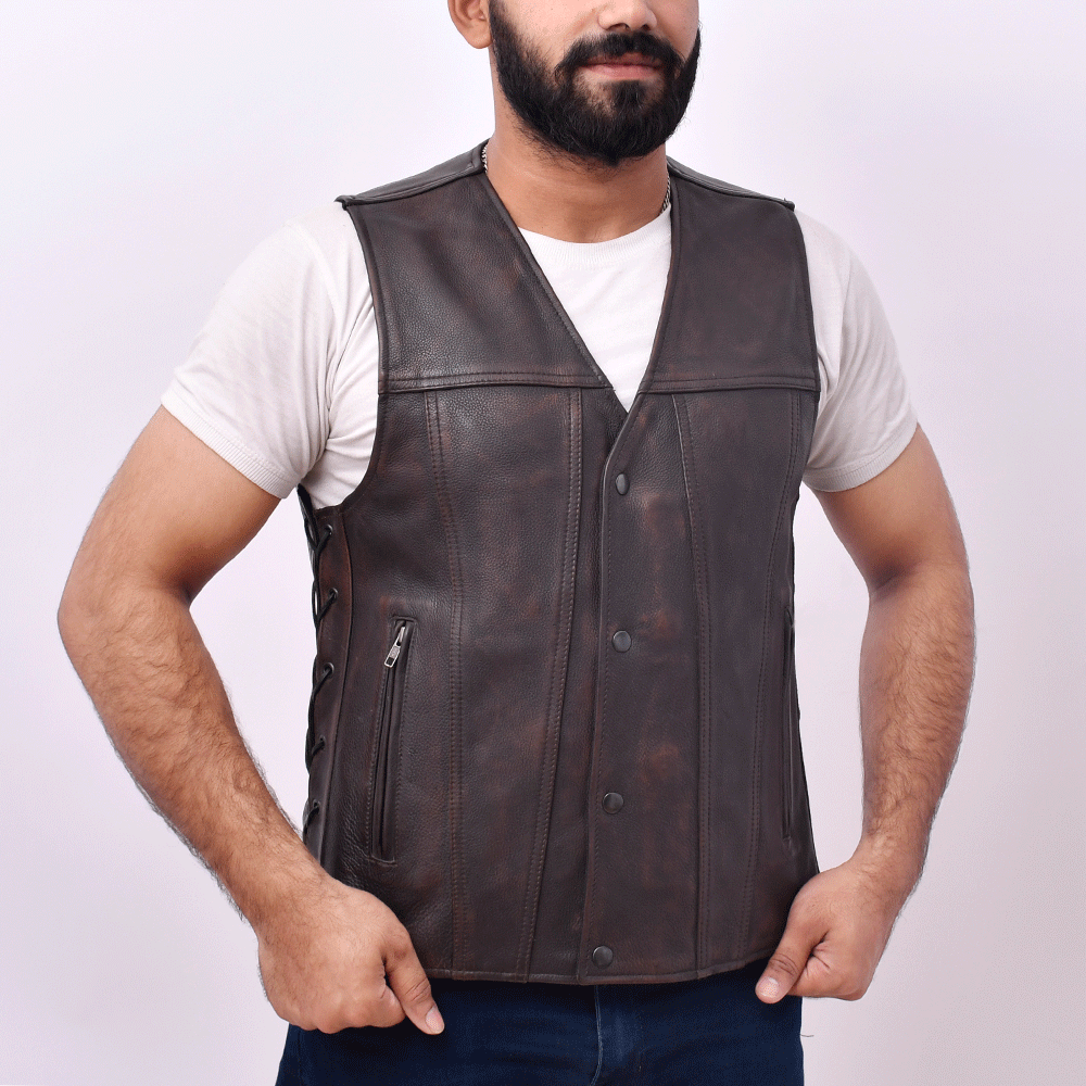 Turbn - Men's Motorcycle Leather Vest Men's Leather Vest Best Leather Ny