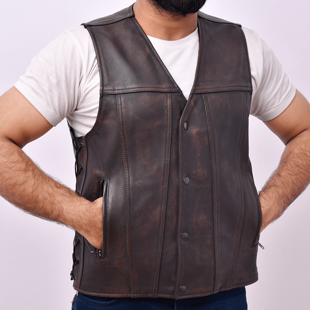 Turbn - Men's Motorcycle Leather Vest Men's Leather Vest Best Leather Ny