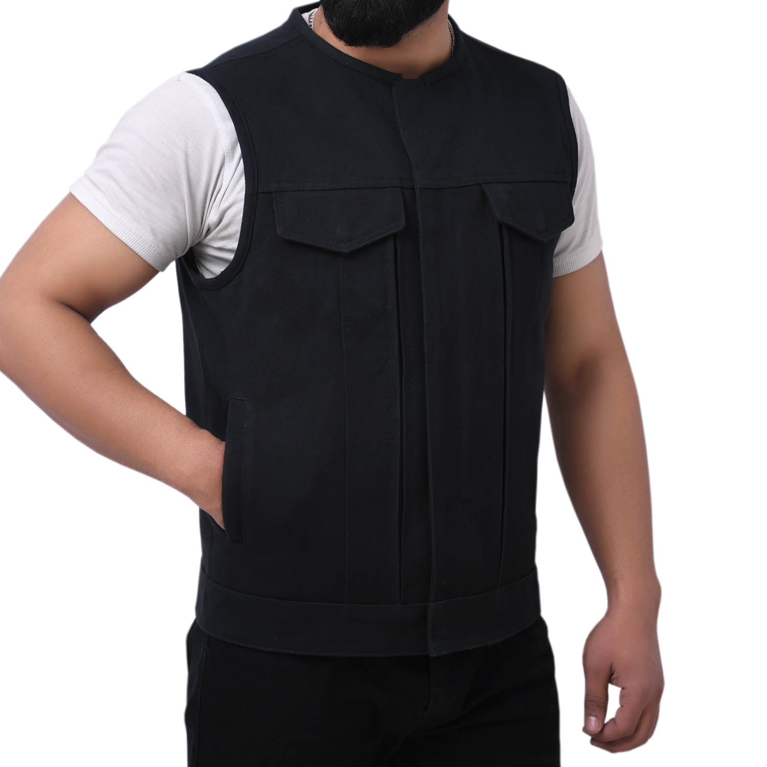 CLARK - Motorcycle Canvas Vest Men's Canvas Vests Best Leather Ny