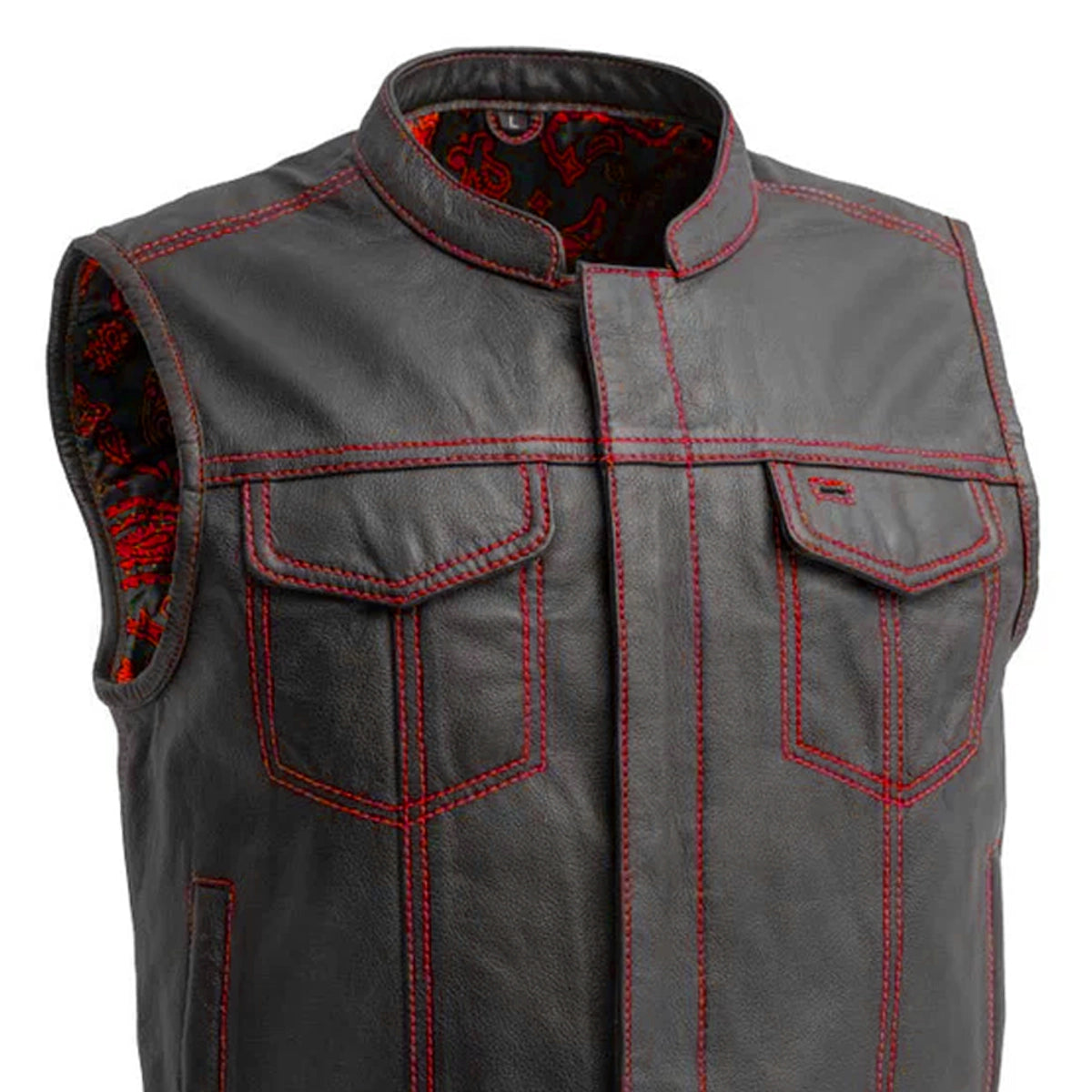 The Volt Men's Motorcycle Leather Vest, Multiple Color Options Men's Leather Vest Best Leather Ny
