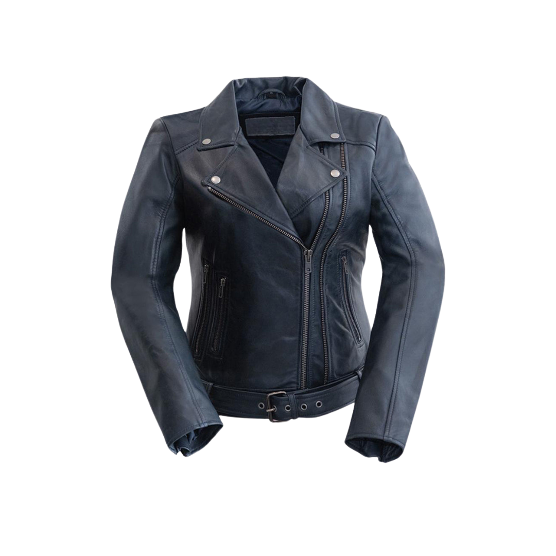 Chloe - Women's Fashion Lambskin Leather Jacket (Navy Blue) Women's Fashion Leather Jacket Best Leather Ny