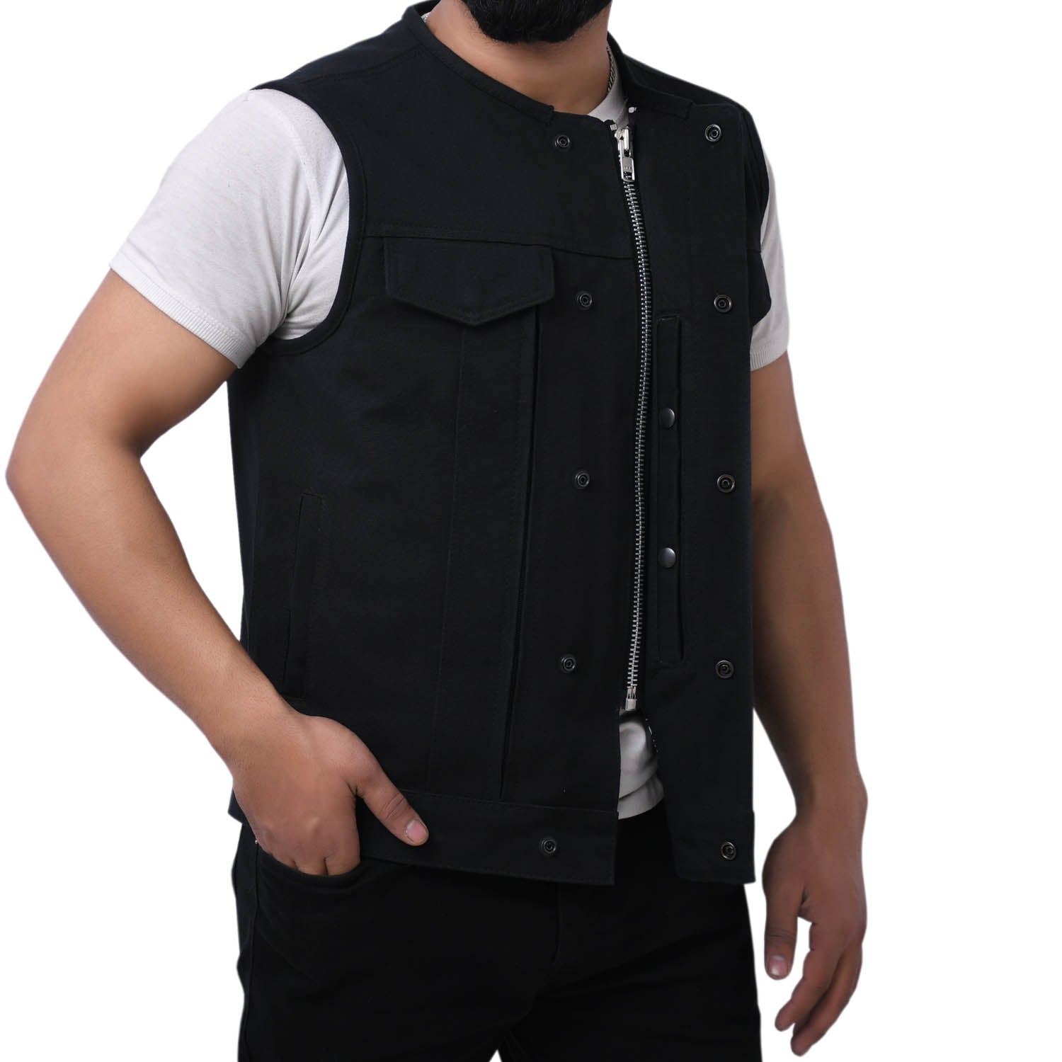 CLARK - Motorcycle Canvas Vest Men's Canvas Vests Best Leather Ny