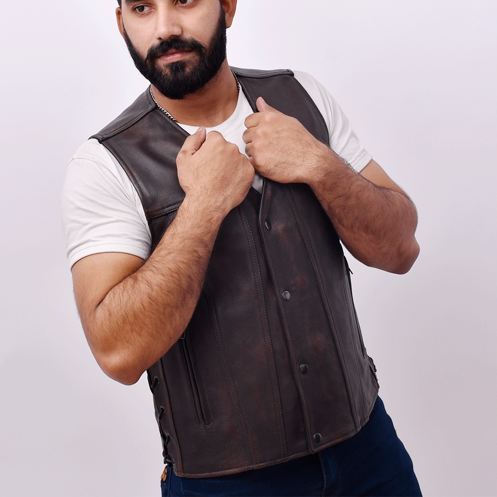 Turbn - Men's Motorcycle Leather Vest