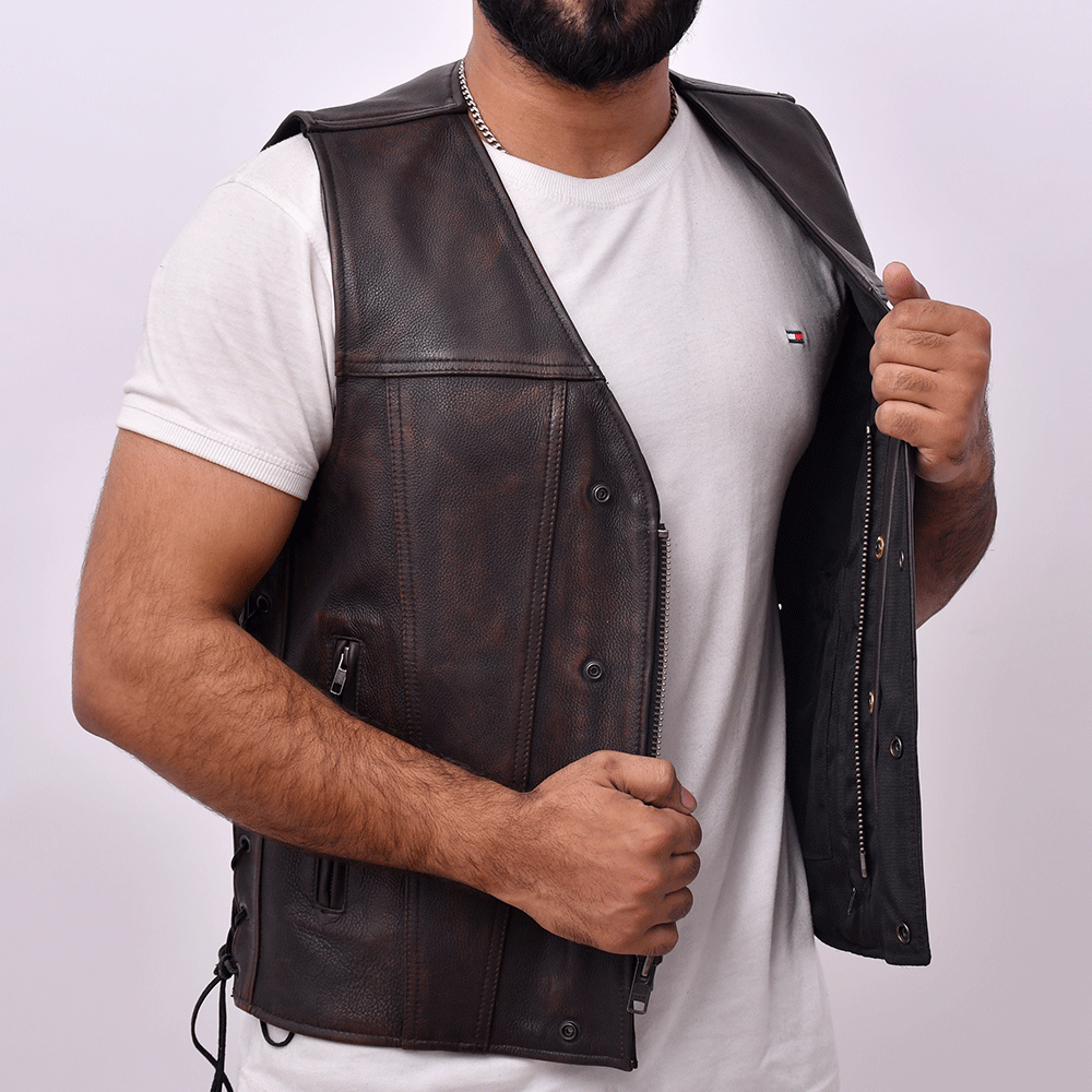 Turbn - Men's Motorcycle Leather Vest
