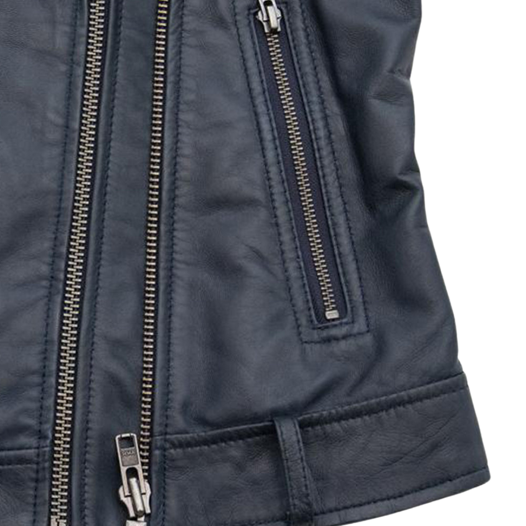 Chloe - Women's Fashion Lambskin Leather Jacket (Navy Blue) Women's Fashion Leather Jacket Best Leather Ny