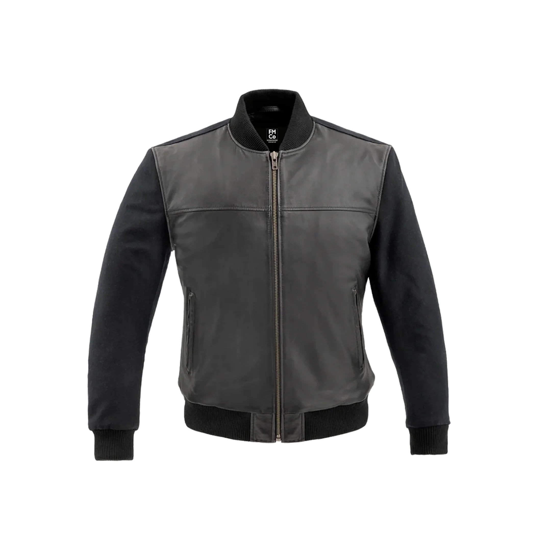Andre Mens Varsity Leather Jacket Men's Varsity Bomber Jacker FMCo Black XXS