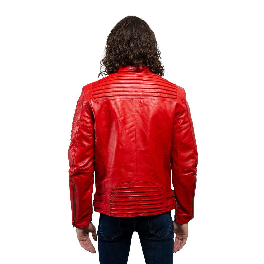 Brooklyn - Men's Fashion Lambskin Leather Jacket (Fire Red)