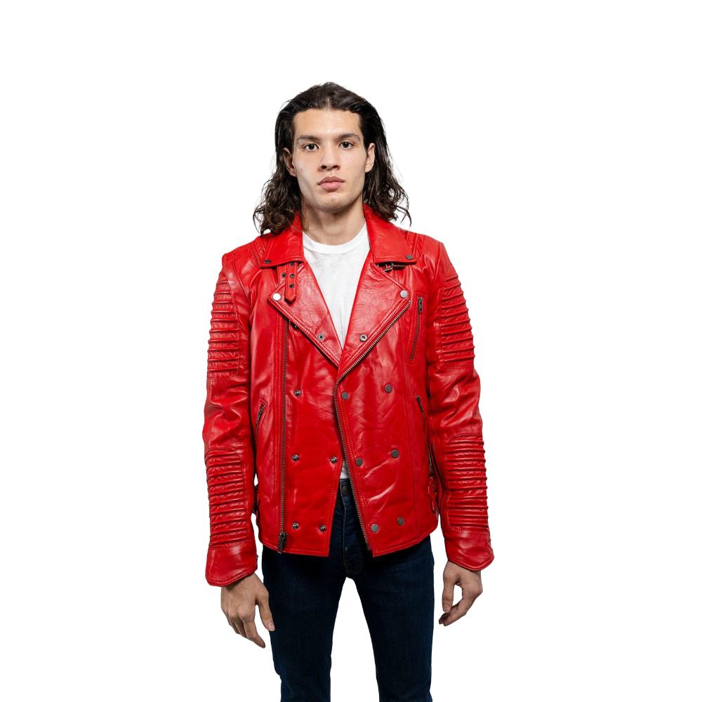 Brooklyn - Men's Fashion Lambskin Leather Jacket (Fire Red) Men's Jacket Best Leather Ny   