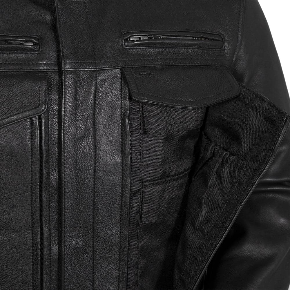 Hunter Men's Motorcycle Leather Jacket - Black Men's Motorcycle Jacket Best Leather Ny